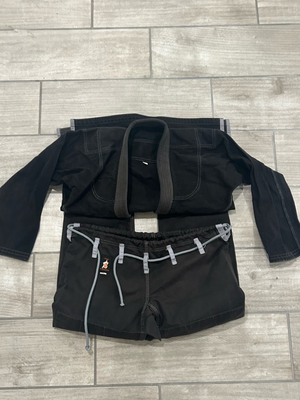 A1 Black Jiu-Jitsu Gi Set - Black with Gray Trim - Belt not included